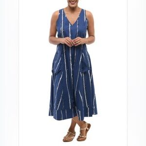 Snapdragon & Twig by Tulip Annie Indigo Blue Cotton Midi Dress size M